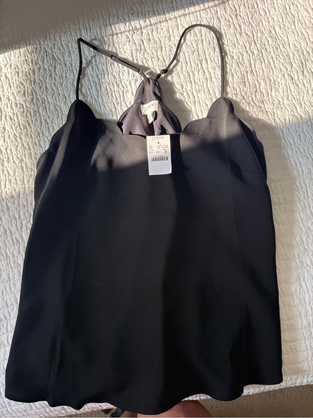 J. Crew Black Scalloped V-Back Camisole
